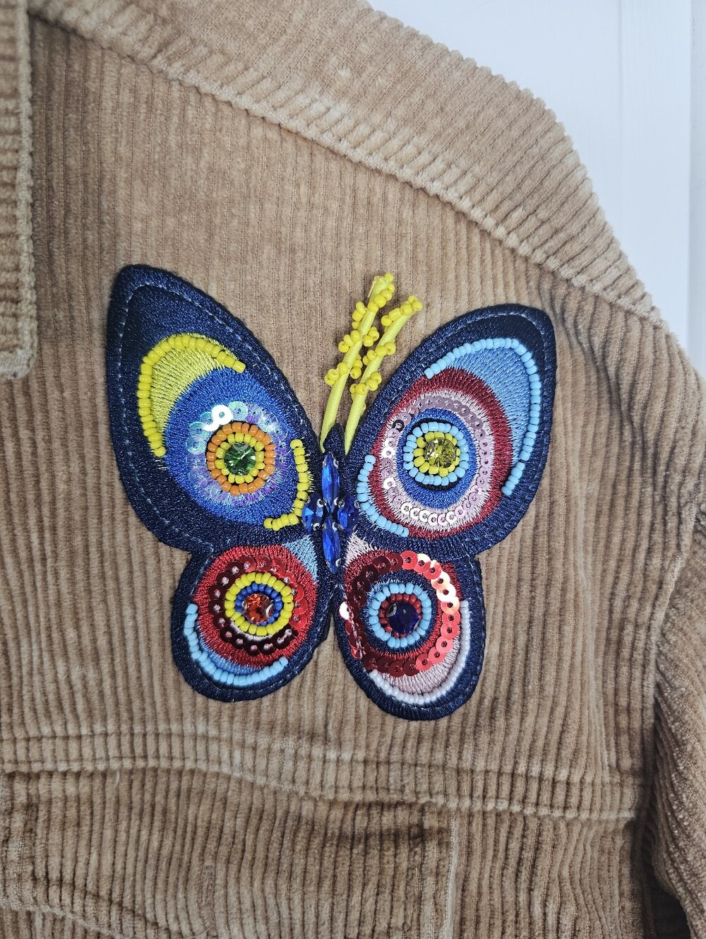 POL Corduroy Patch Sequince Crochet Jacket Size M - Picture 3 of 7